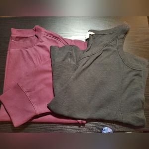 Terra & Sky Top Bundle Purple Quarter Sleeve Tee & Black Flowy Tank Plus Size 0X